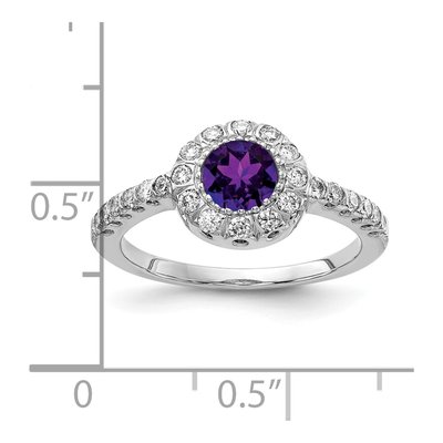 14K White Gold 1/3 ct tw Amethyst & Diamond Halo Ring – view 3