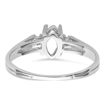 14K White Gold Marquise Round Gems Ring Mounting – view 4