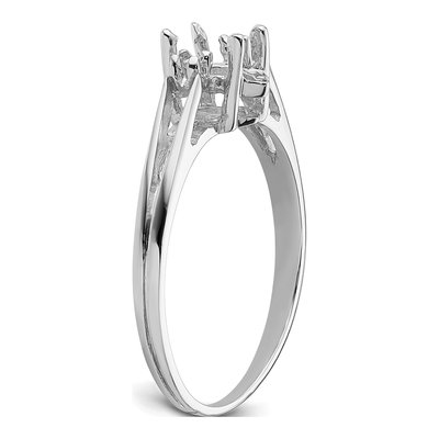 14K White Gold Marquise Round Gems Ring Mounting – view 5