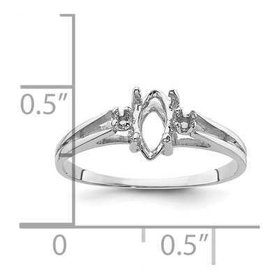 14K White Gold Marquise Round Gems Ring Mounting – view 6