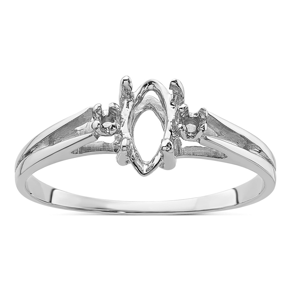 14K White Gold Marquise Round Gems Ring Mounting