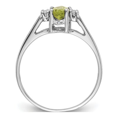 14K White Gold 1/20 ct tw Peridot & Diamond Marquise Ring – view 2