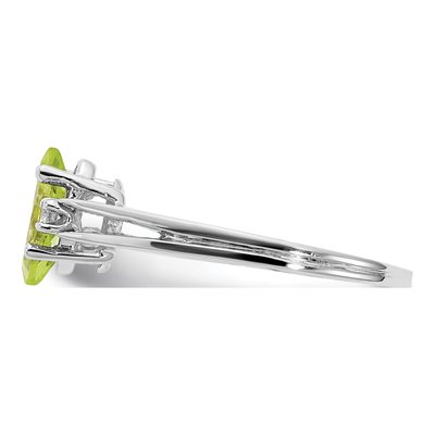 14K White Gold 1/20 ct tw Peridot & Diamond Marquise Ring – view 3