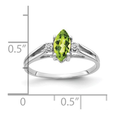 14K White Gold 1/20 ct tw Peridot & Diamond Marquise Ring – view 4
