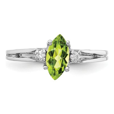 14K White Gold 1/20 ct tw Peridot & Diamond Marquise Ring – view 5
