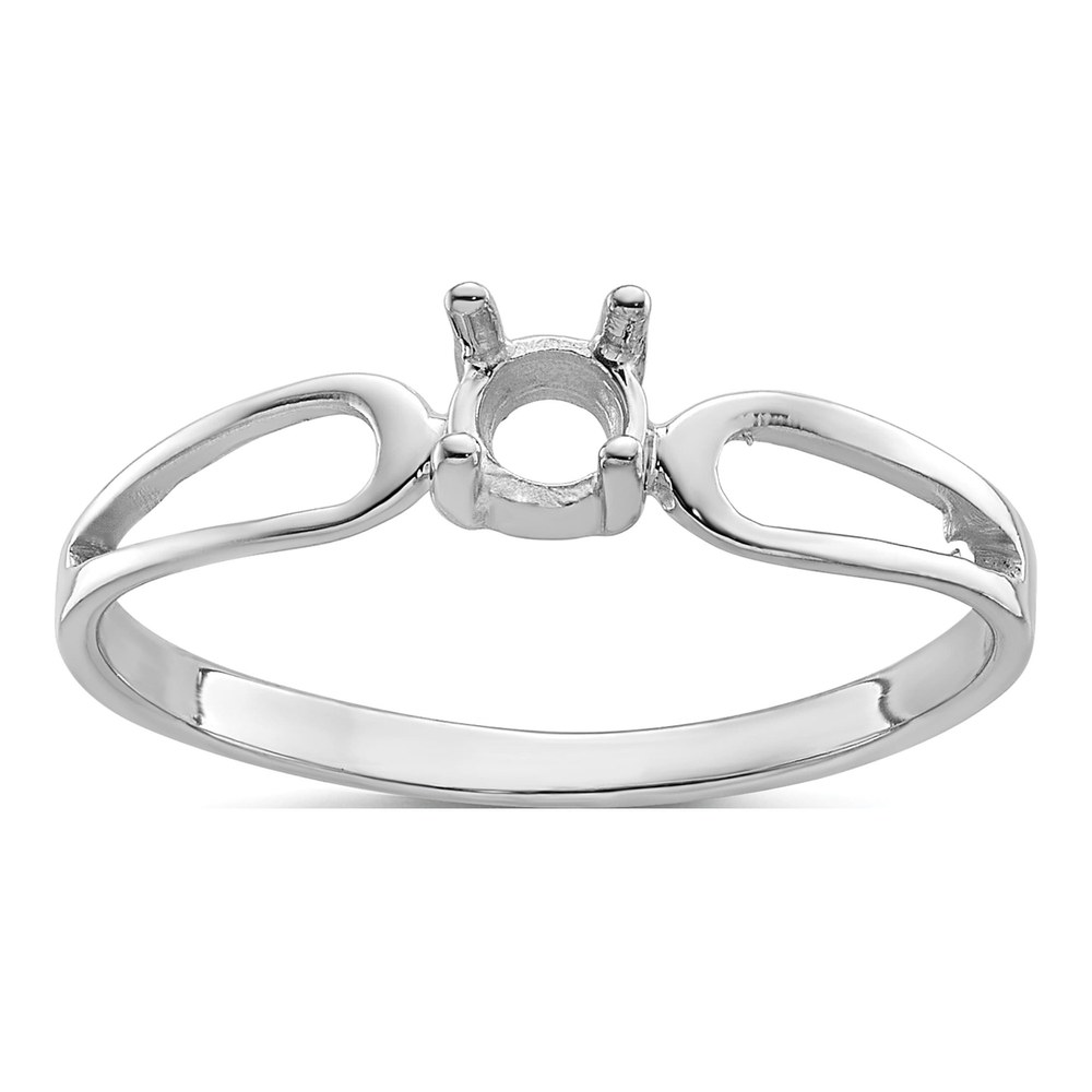14K White Gold 4mm Round Ring Mounting