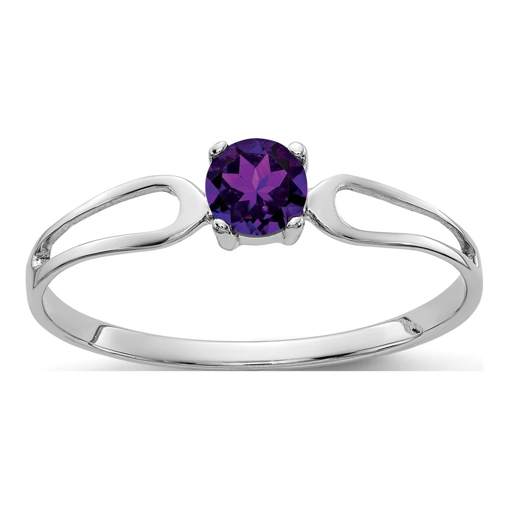 14K White Gold Amethyst Split Shank Ring