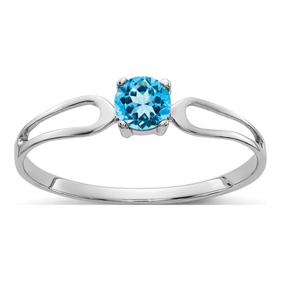 14K White Gold Swiss Blue Topaz Split Shank Ring