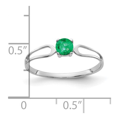 14K White Gold Emerald Split Shank Ring – view 2
