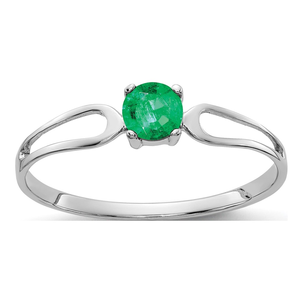 14K White Gold Emerald Split Shank Ring