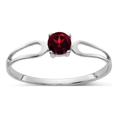 14K White Gold Garnet Split Shank Ring