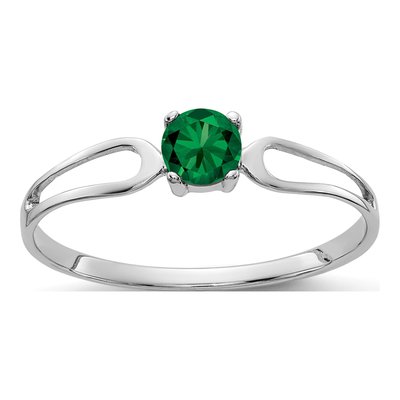 14K White Gold Lab-Created Helenite St Helens Ring