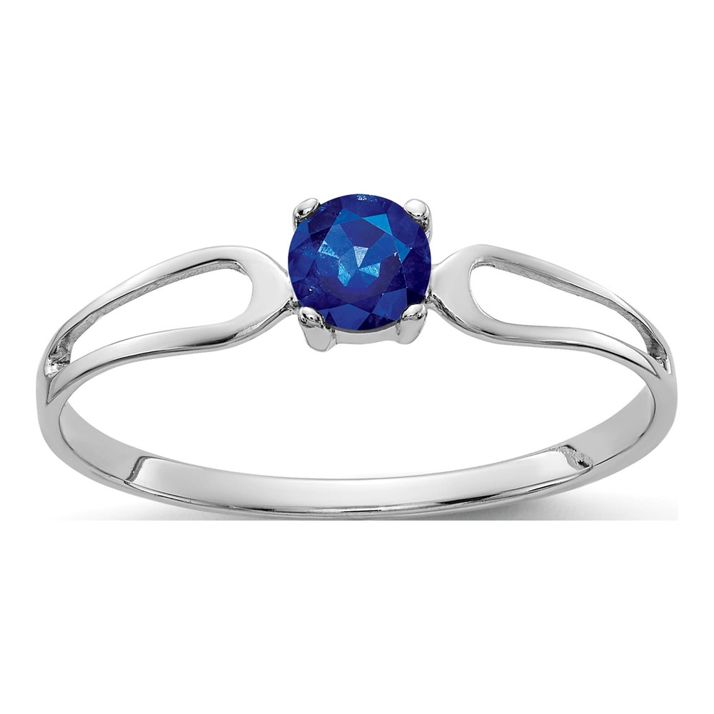 14K White Gold Sapphire Split Shank Ring