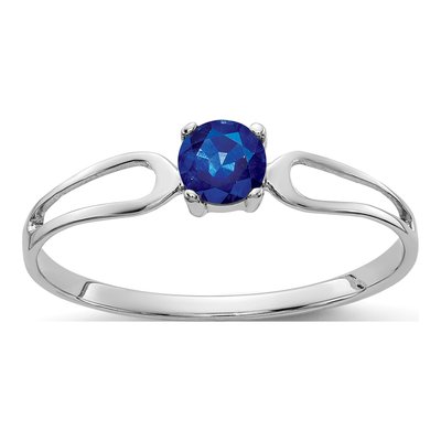 14K White Gold Sapphire Split Shank Ring