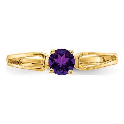 14K Yellow Gold Amethyst Split Shank Ring – view 5