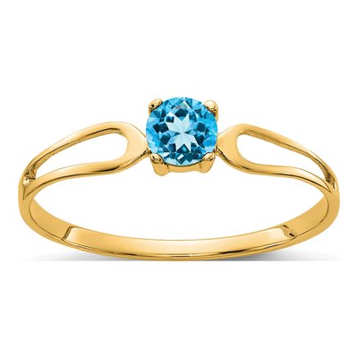 14K Yellow Gold Swiss Blue Topaz Split Shank Ring