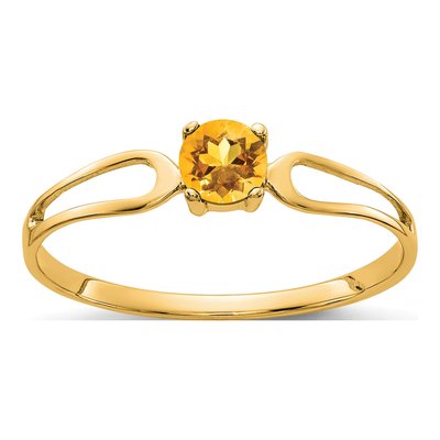 14K Yellow Gold Citrine Round Split Shank Ring