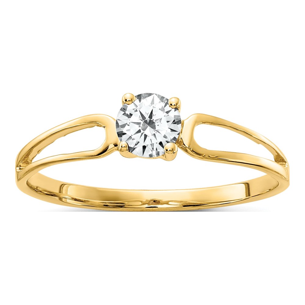 14K Yellow Gold CZ Split Shank Ring