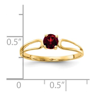 14K Yellow Gold Garnet Round Split Shank Ring – view 2