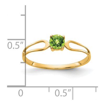 14K Yellow Gold Peridot Round Split Shank Ring – view 2
