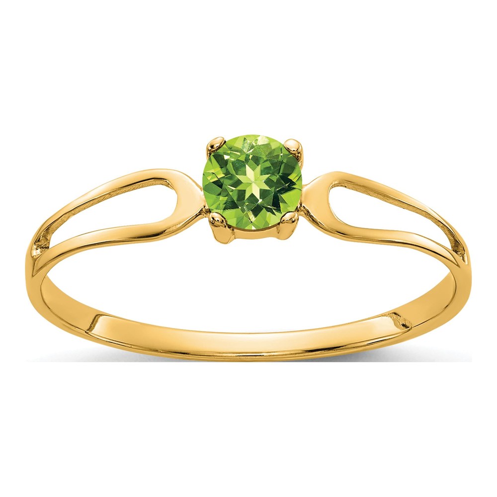 14K Yellow Gold Peridot Round Split Shank Ring