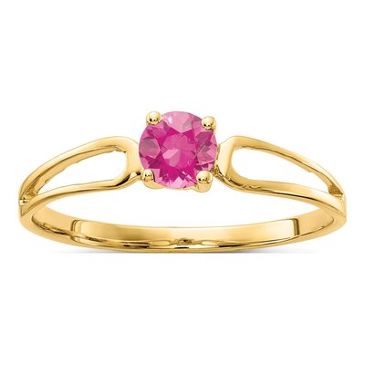 14K Yellow Gold Pink Tourmaline Split Shank Ring