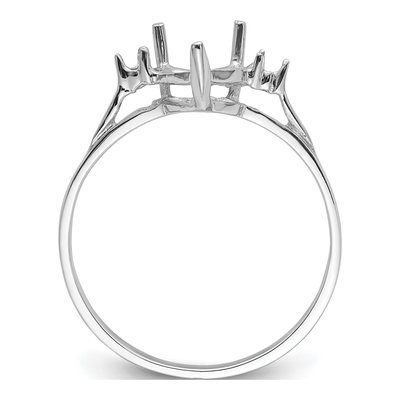 14K White Gold Heart Round Ring Mounting – view 3