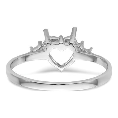 14K White Gold Heart Round Ring Mounting – view 4