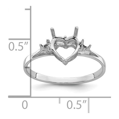 14K White Gold Heart Round Ring Mounting – view 6
