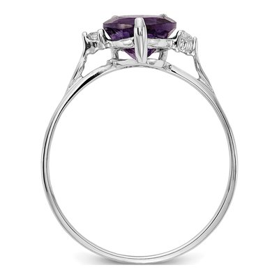 14K White Gold 1/20 ct tw Amethyst & Diamond Heart Ring – view 2