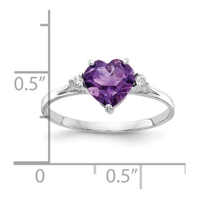14K White Gold 1/20 ct tw Amethyst & Diamond Heart Ring – view 3