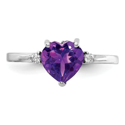 14K White Gold 1/20 ct tw Amethyst & Diamond Heart Ring – view 5