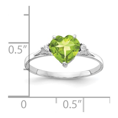 14K White Gold Peridot & Diamond Heart Ring – view 2