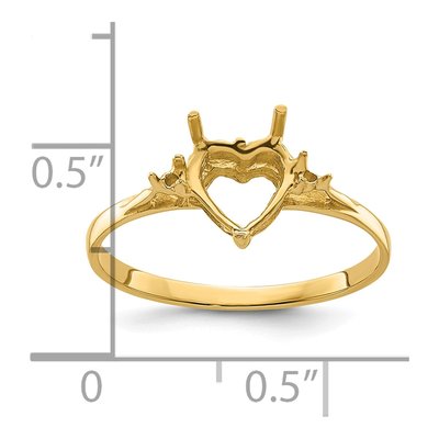 14K Yellow Gold Heart Ring Mounting – view 6