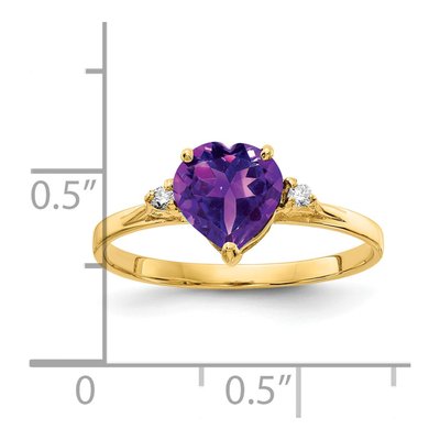 14K Yellow Gold Amethyst & Diamond Heart Ring – view 2