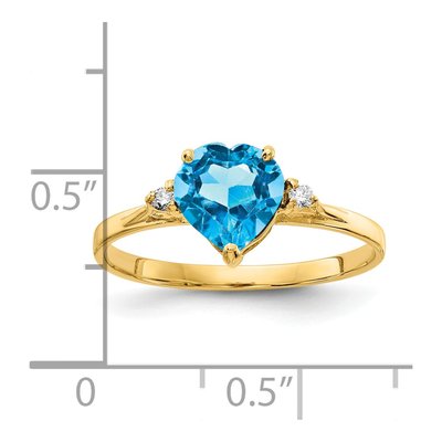 14K Yellow Gold 1/20 ct tw Swiss Blue Topaz & Diamond Heart Ring – view 2