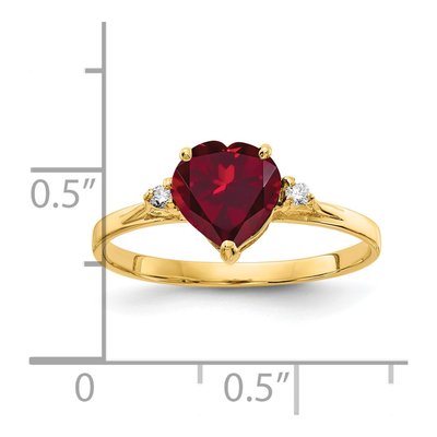 14K Yellow Gold Lab-Created Ruby & Diamond Heart Ring – view 2