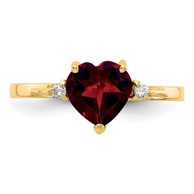 14K Yellow Gold Garnet & Diamond Heart Ring – view 5