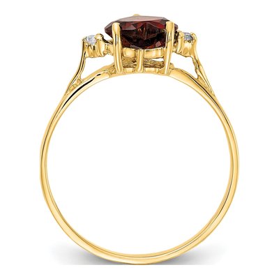 14K Yellow Gold Garnet & Diamond Heart Ring – view 2