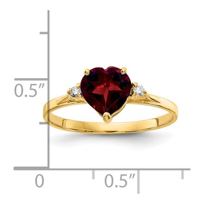 14K Yellow Gold Garnet & Diamond Heart Ring – view 3