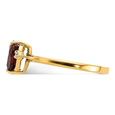 14K Yellow Gold Garnet & Diamond Heart Ring – view 4