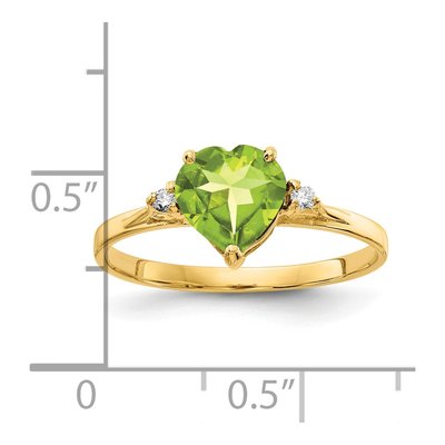 14K Yellow Gold Peridot & Diamond Heart Ring – view 2