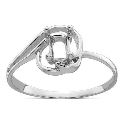 14K White Gold Oval Ring Mounting