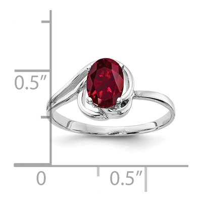 14K White Gold Lab-Created Ruby Oval Ring – view 2