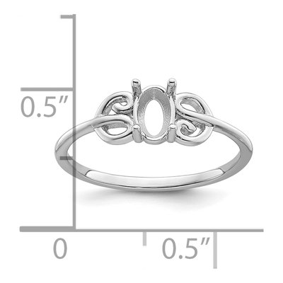 14K White Gold Oval Ring Mounting – view 6