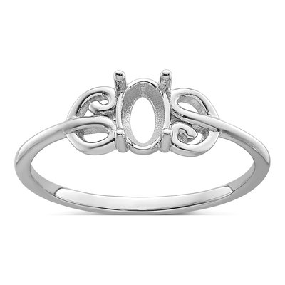 14K White Gold Oval Ring Mounting