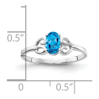 14K White Gold Swiss Blue Topaz Oval Ring – view 2