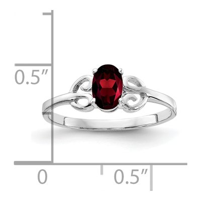 14K White Gold Garnet Oval Ring – view 2