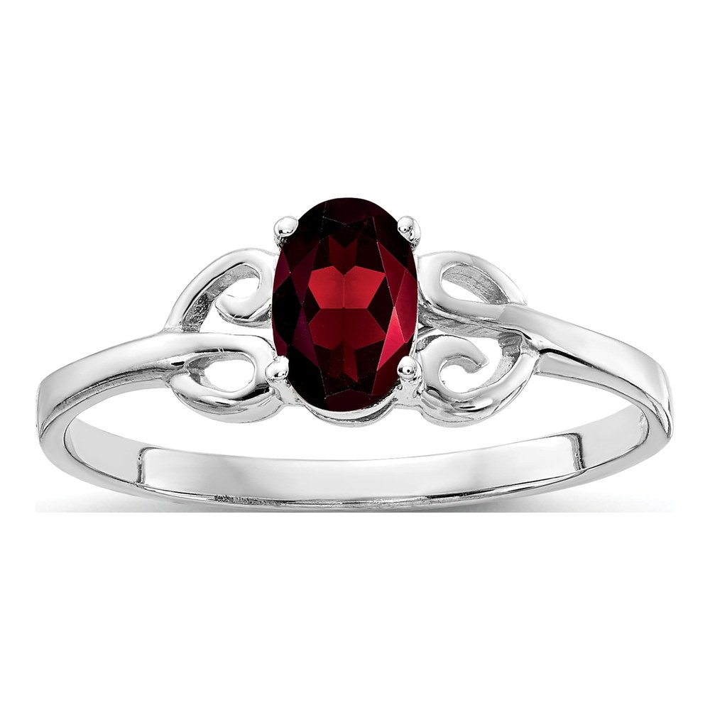14K White Gold Garnet Oval Ring