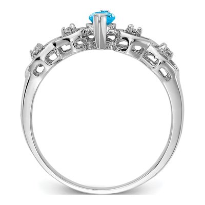 14K White Gold 1/20 ct tw Swiss Blue Topaz & Diamond Marquise Ring – view 2